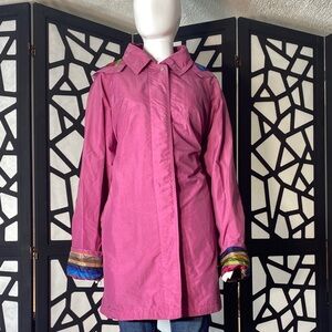 Pink Long jacket with Multicolor Accents